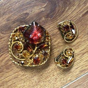 Made in Austria Vintage Brooch and Earrings